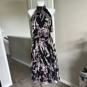 White House Black Market Floral Halter Neck Dress